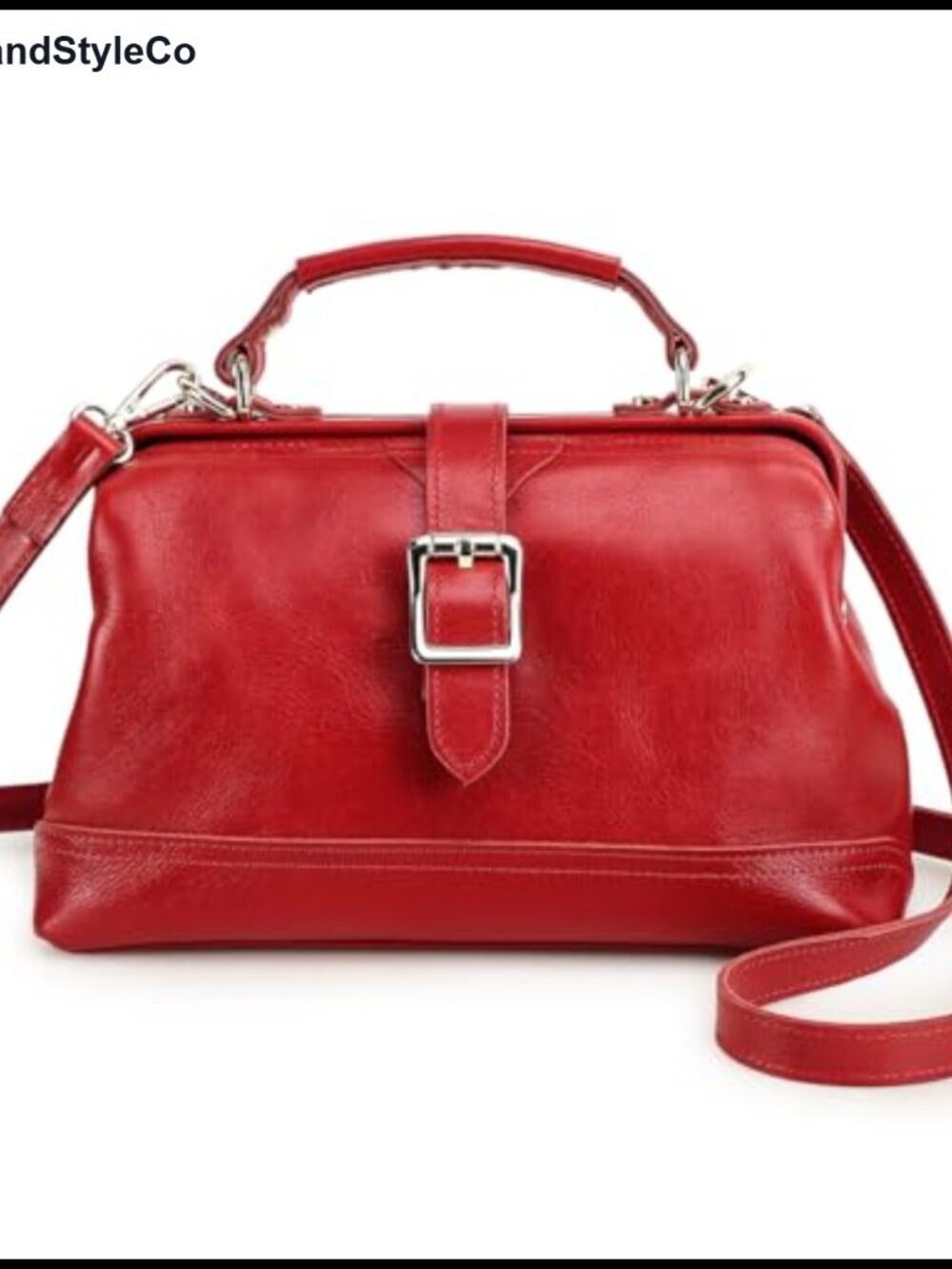 Full Grain Leather Doctor Bag Purse Women Top Handle Vintage Handbag Shoulder
